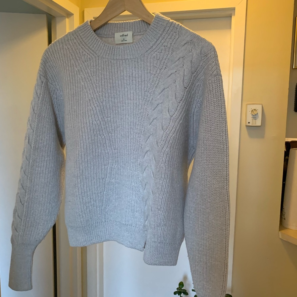 Gray Wilfred Cable Knit Sweater